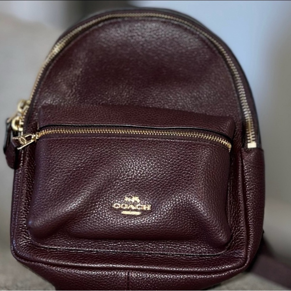 Coach Burgundy Backpack with Gold Accents